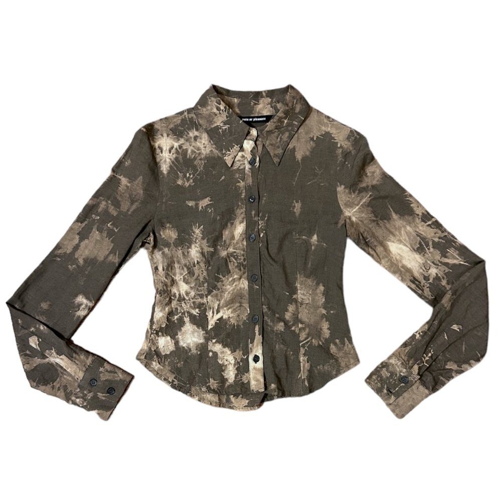 Pain or Pleasure Y2K Acid Wash Grunge Button Up